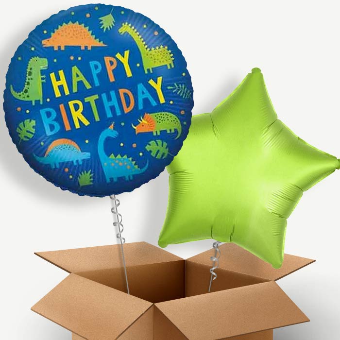 Colourful Happy Birthday Dinosaur Helium Balloon Duo | Party Save Smile