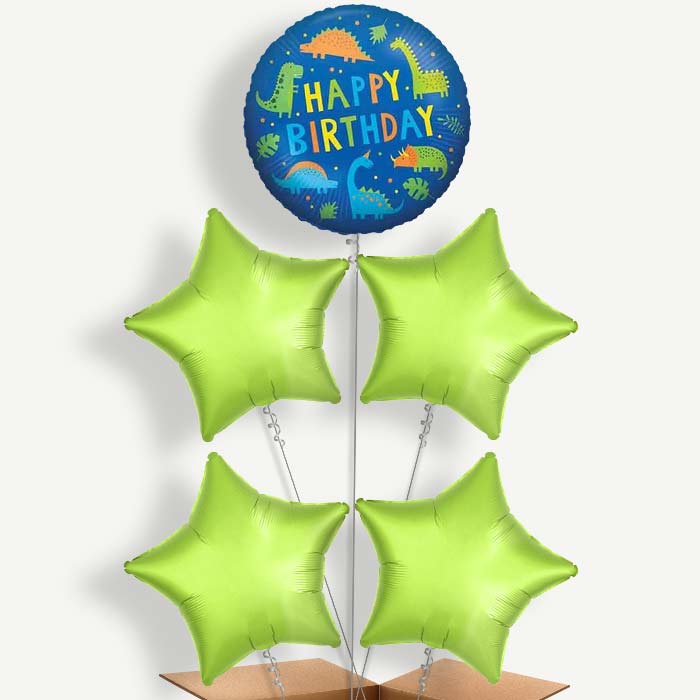 Colourful Happy Birthday Dinosaur Helium Cluster Balloons | Party Save Smile