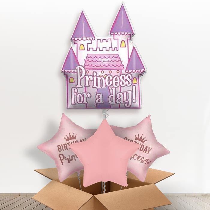 Princess Castle Balloon in a Box (Princess for a Day)-1 x Giant Balloon and 2 Themed Balloons and 1 Plain Balloon
