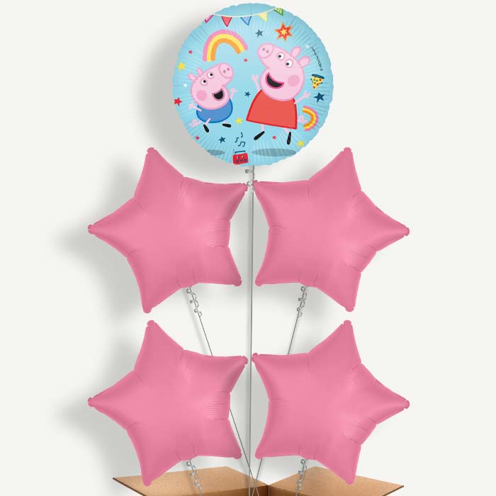 Peppa Pig Messy Play Balloon Cluster Inflated with Helium | Party Save Smile