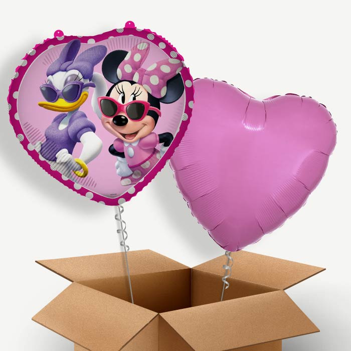 Minnie Mouse and Daisy Heart Helium Balloon Pair | Party Save Smile
