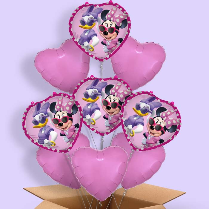 Minnie Mouse and Daisy Heart Helium Balloon in a Box - 9 Balloon | Party Save Smile