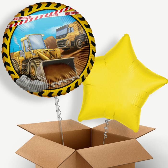 Yellow Construction Digger Helium Balloon Two | Party Save Smile