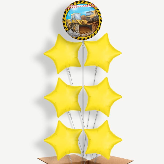 Yellow Construction Digger Helium Balloon Arrangement | Party Save Smile