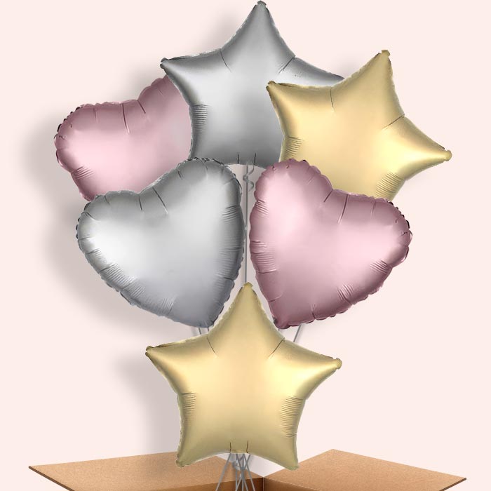 Mixed Metallic 6 Helium Balloons Bouquet | Party Save Smile