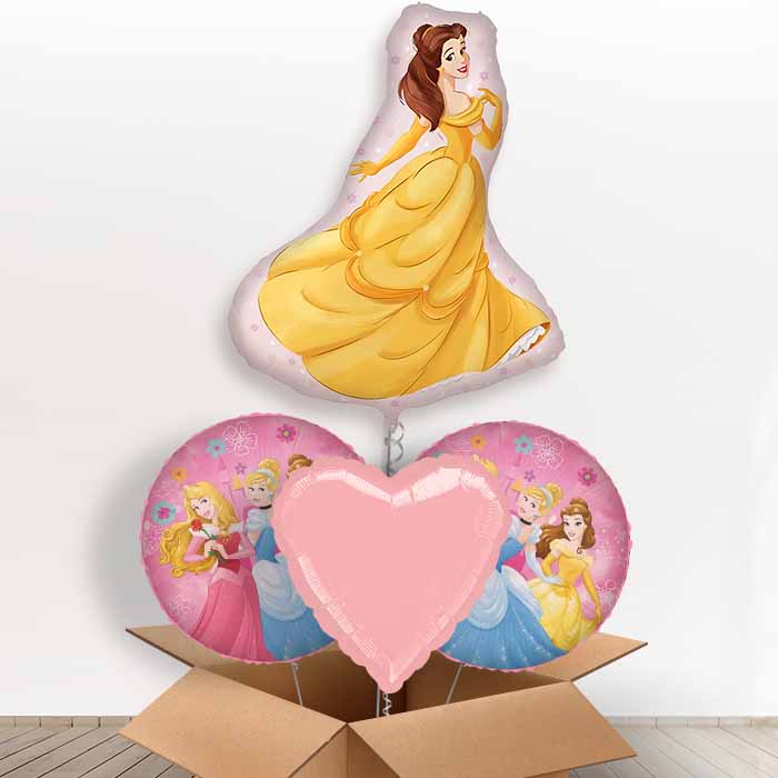 Princess Belle Giant Helium Balloon in a Box | Giant Balloon + 2 Themed Balloons + 1 Plain Balloon | Party Save Smile
