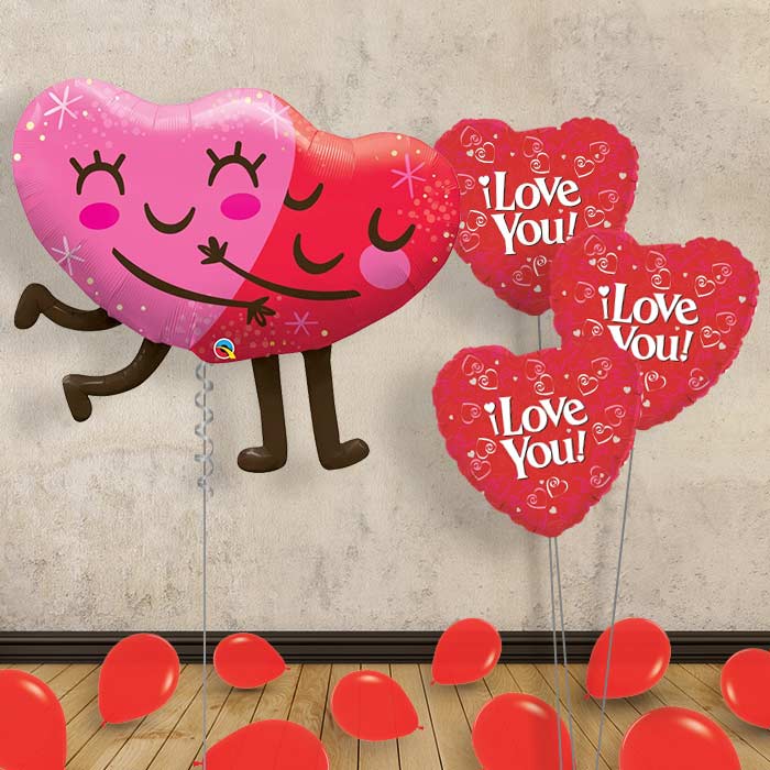 Hugging Heart Balloon Bouquet in a Box - Themed Bouquet and Latex | Party Save Smile