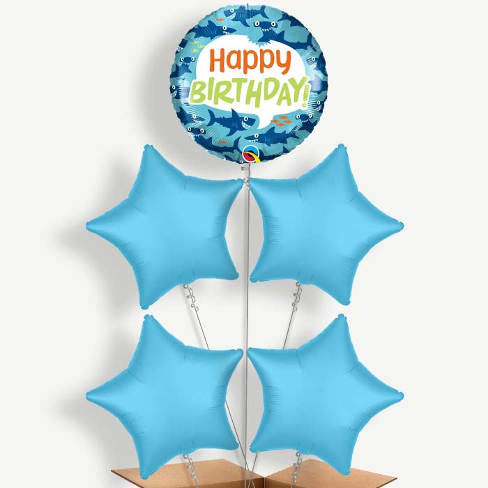 Shark Happy Birthday Helium Balloon Cluster | Party Save Smile