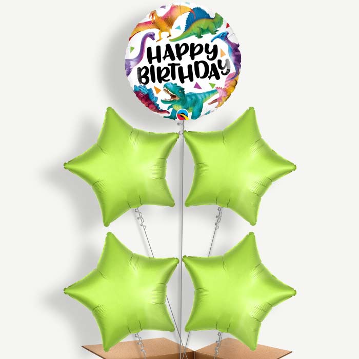 Dinosaur Birthday Balloon Cluster Inflated with Helium | Party Save Smile