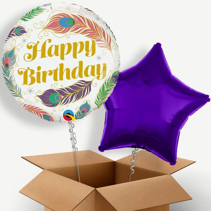 Peacock Feather Helium Balloon Couple | Party Save Smile