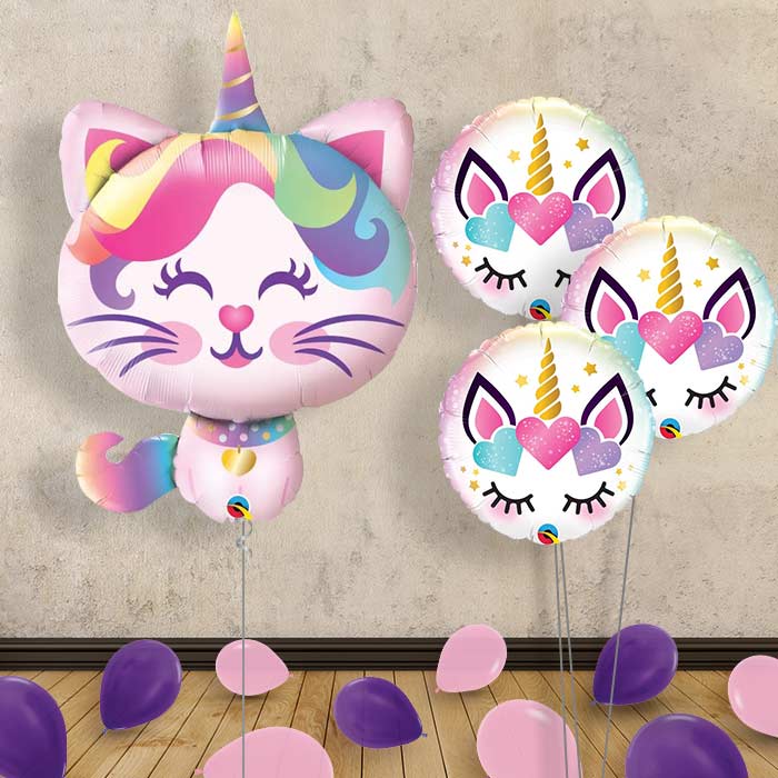Giant Caticorn Balloon Bouquet in a Box - Themed Bouquet and Latex | Party Save Smile