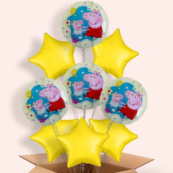 Peppa Pig with Little Baby Helium Balloon in a Box - 9 Balloons | Party Save Smile