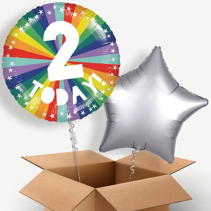Age 2 2nd Birthday Rainbow Helium Balloon Two | Party Save Smile