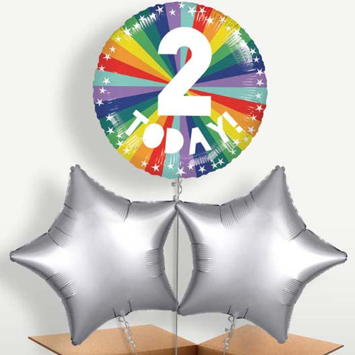 Age 2 2nd Birthday Rainbow Bunch of Balloons | Party Save Smile