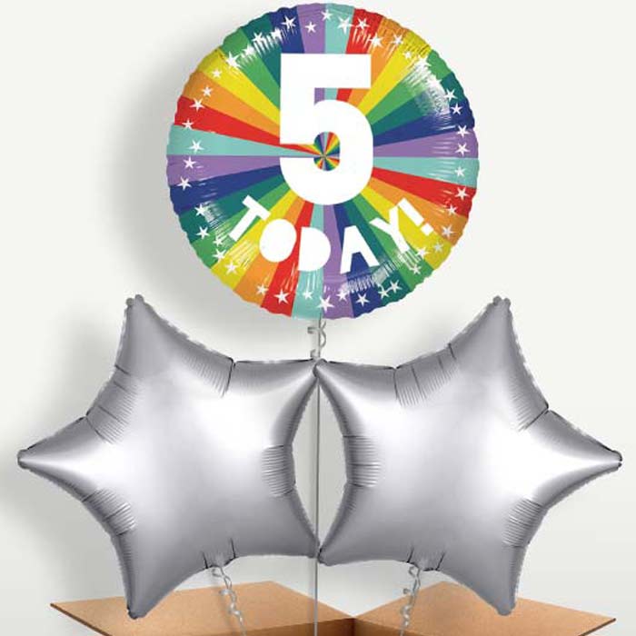 Age 5 5th Birthday Rainbow Bunch of Balloons | Party Save Smile