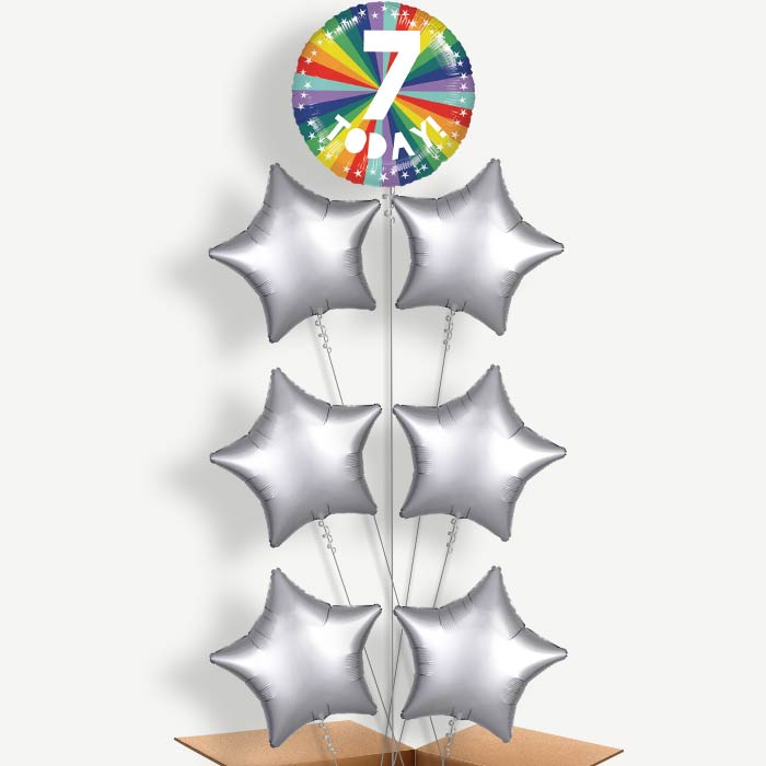 Age 7 7th Birthday Rainbow Helium Balloon Arrangement | Party Save Smile