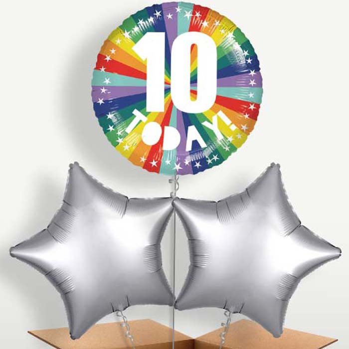 Age 10 10th Birthday Rainbow Bunch of Balloons | Party Save Smile