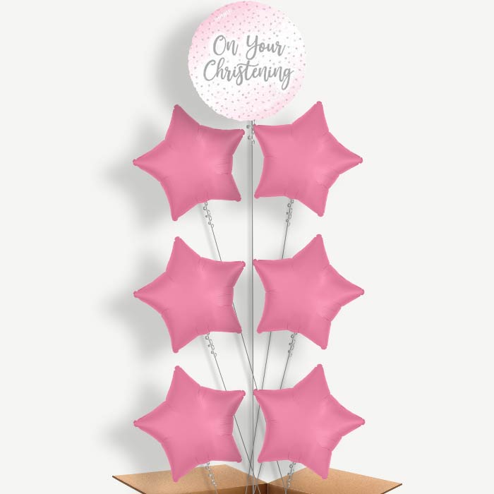 On Your Christenings Pink Confetti Helium Balloon Arrangement | Party Save Smile