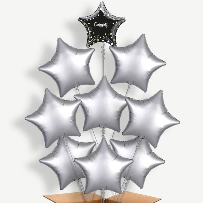 Black Star Dots Congratulations Helium Balloon Bundle | Party Save Smile