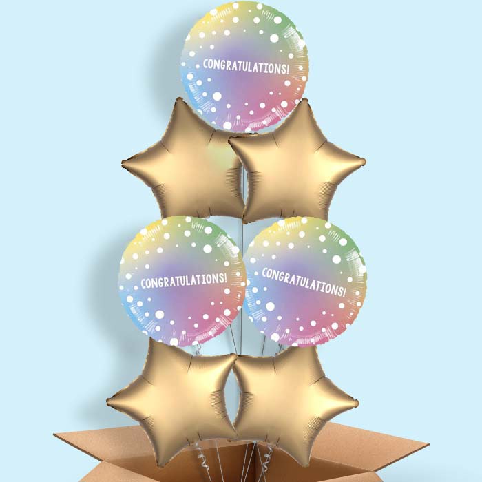 Ombre Dots Congratulations Balloons in a Box - 7 Balloon | Party Save Smile