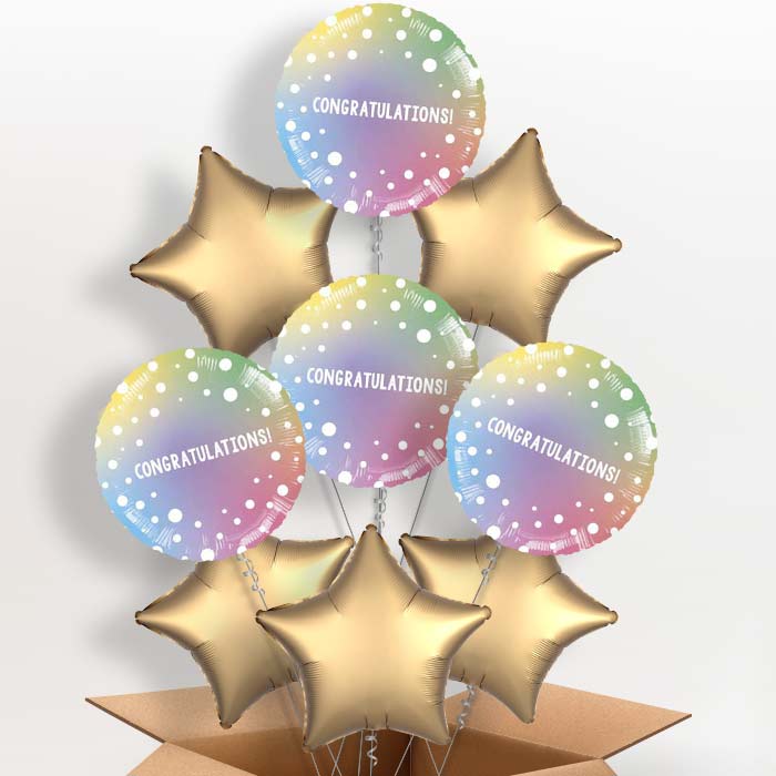 Ombre Dots Congratulations Balloons in a Box - 9 Balloon | Party Save Smile