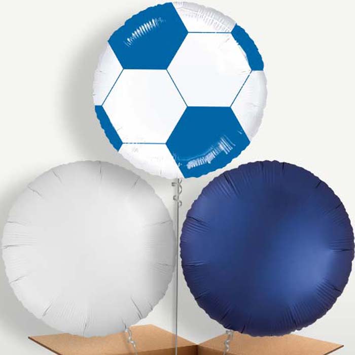 Blue Football Bunch of Balloons inflated with Helium | Party Save Smile