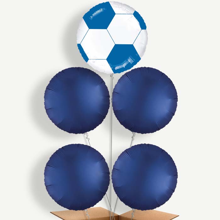 Blue Football Balloon Cluster Inflated with Helium | Party Save Smile