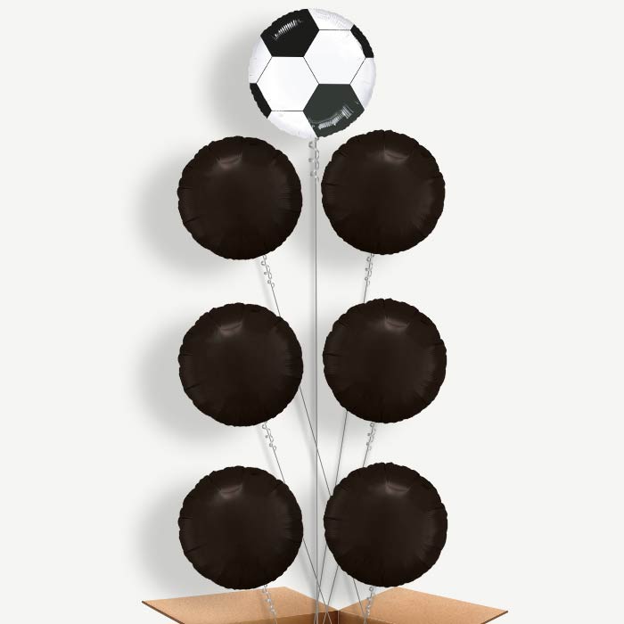 Black Football Balloon Arrangement Inflated with Helium | Party Save Smile