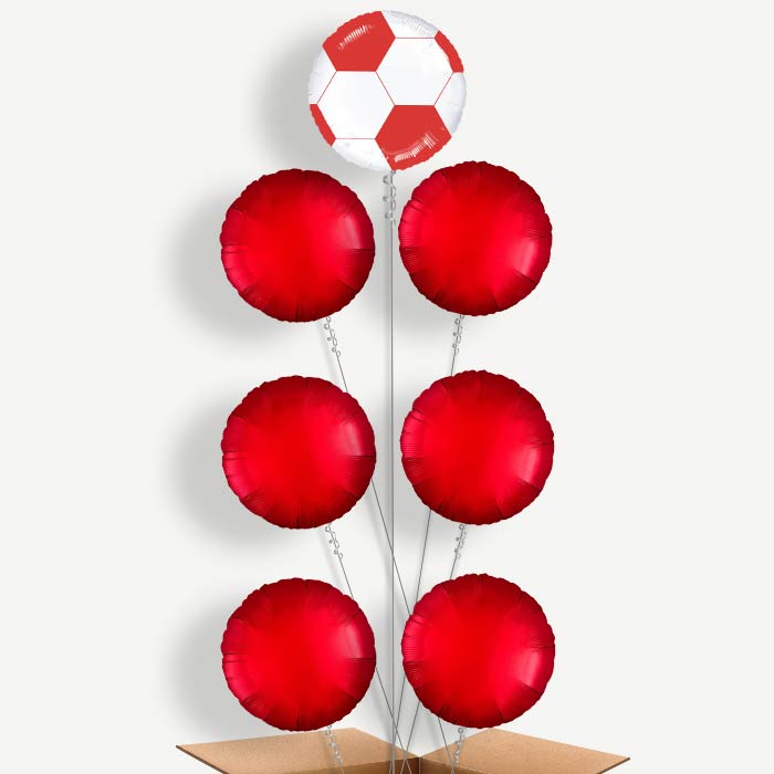 Red Football Balloon Arrangement Inflated with Helium | Party Save Smile