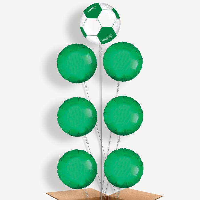 Green Football Balloon Arrangement Inflated with Helium | Party Save Smile