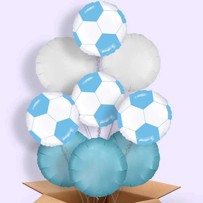 Light Blue Football Helium Balloon in a Box - 9 Balloon | Party Save Smile