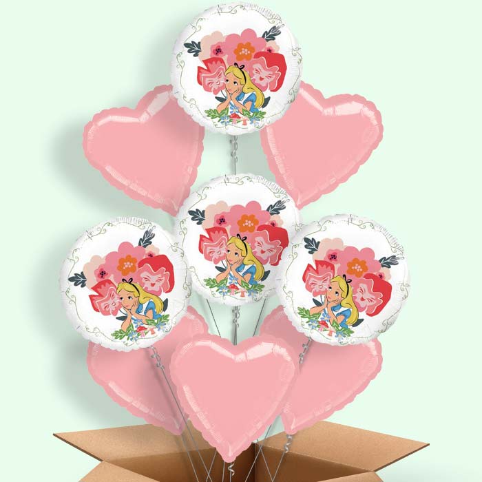 Alice in Wonderland Helium Balloons in a Box - 9 Balloon | Party Save Smile