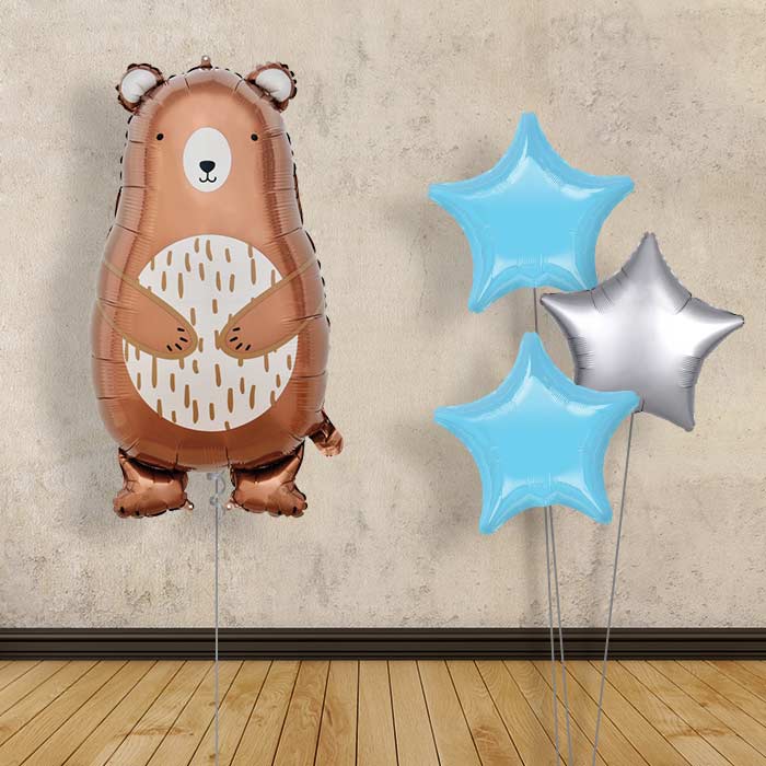 Daddy Bear Balloon Bouquet Delivery - Plain Bouquet | Party Save Smile