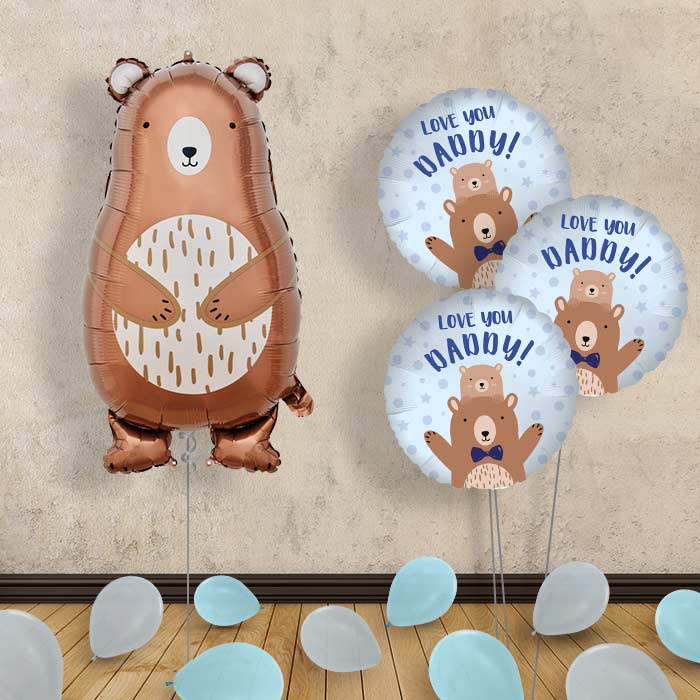 Daddy Bear Balloon Bouquet Delivery - Themed Bouquet and Latex | Party Save Smile