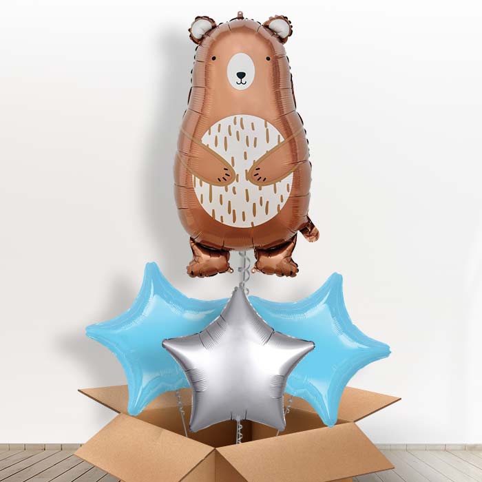 Daddy Bear Helium Balloon in a Box - With 3 Plain Balloons | Party Save Smile