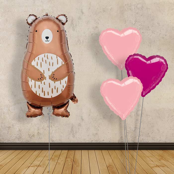 Mummy Bear Balloon Bouquet Delivery - Plain Bouquet | Party Save Smile