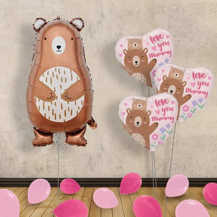 Mummy Bear Balloon Bouquet Delivery - Themed Bouquet and Latex | Party Save Smile