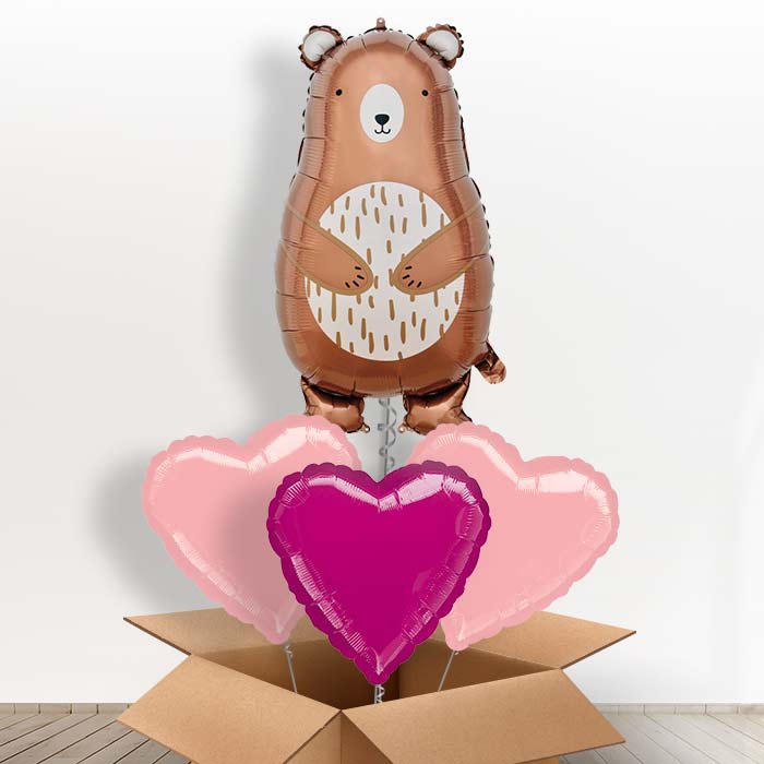 Mummy Bear Helium Balloon in a Box - With 3 Plain Balloons | Party Save Smile