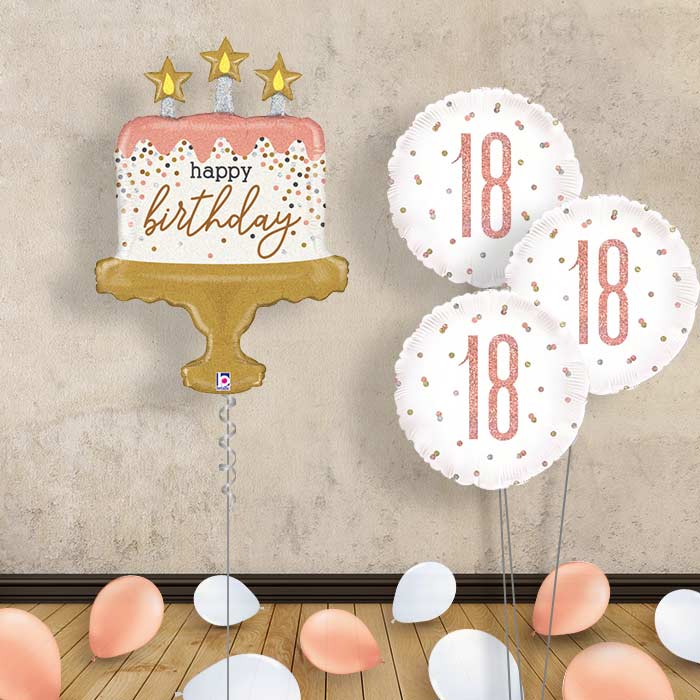 Rose Gold 18th Birthday Balloon Bouquet - Themed Bouquet and Latex | Party Save Smile