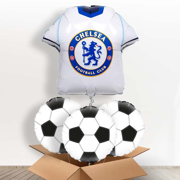 Chelsea Football Shirt Helium Balloon in a Box - with 3 Themed Balloons | Party Save Smile