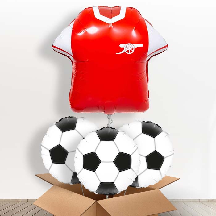 Arsenal Football Shirt Helium Balloon in a Box - with 3 Themed Balloons | Party Save Smile