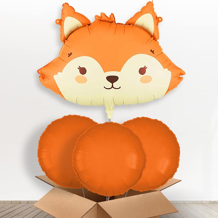 Fox Head Giant Helium Balloon in a Box-Giant Balloon + 3 Plain Balloons | Party Save Smile