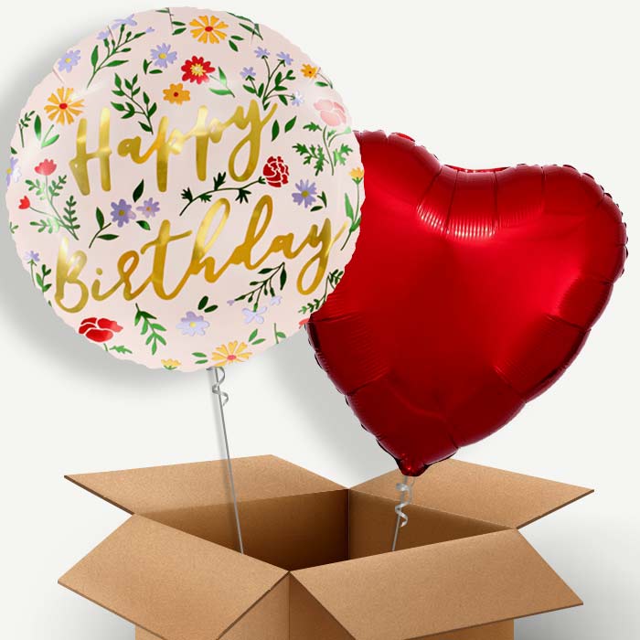 Floral Happy Birthday Helium Balloon Two | Party Save Smile