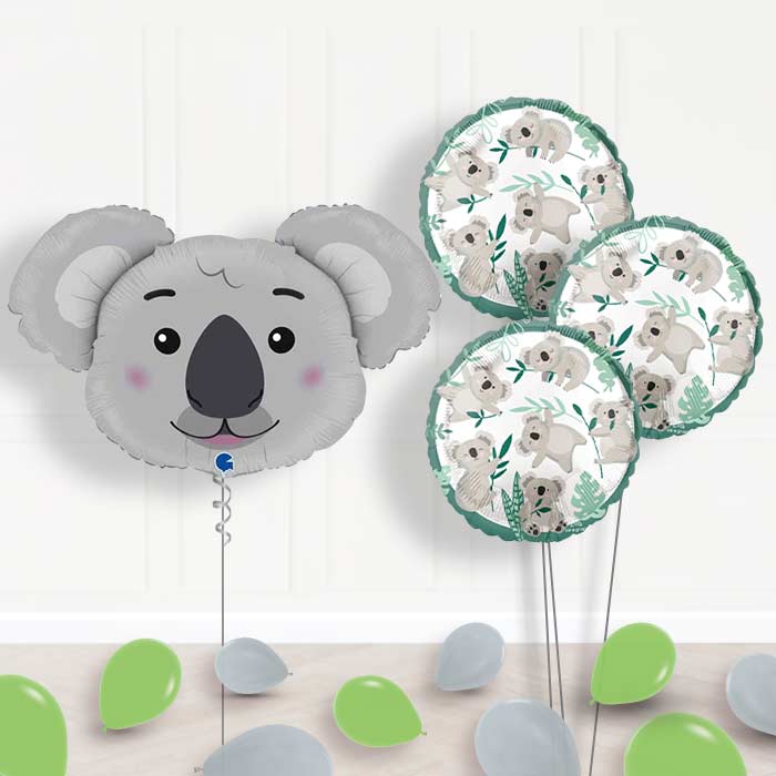 Shaped Koala Balloon Bouquet Delivery - 1 x Giant Balloon with Themed Bouquet and Latex | Party Save Smile