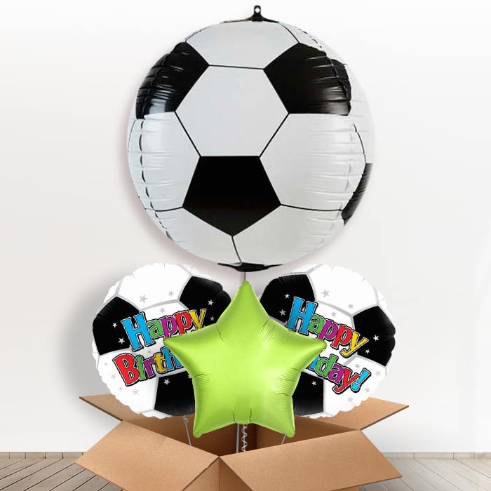 Inflated Football Helium Balloon in a Box-1 x Giant Balloon and 2 Themed Balloons and 1 Plain Balloon