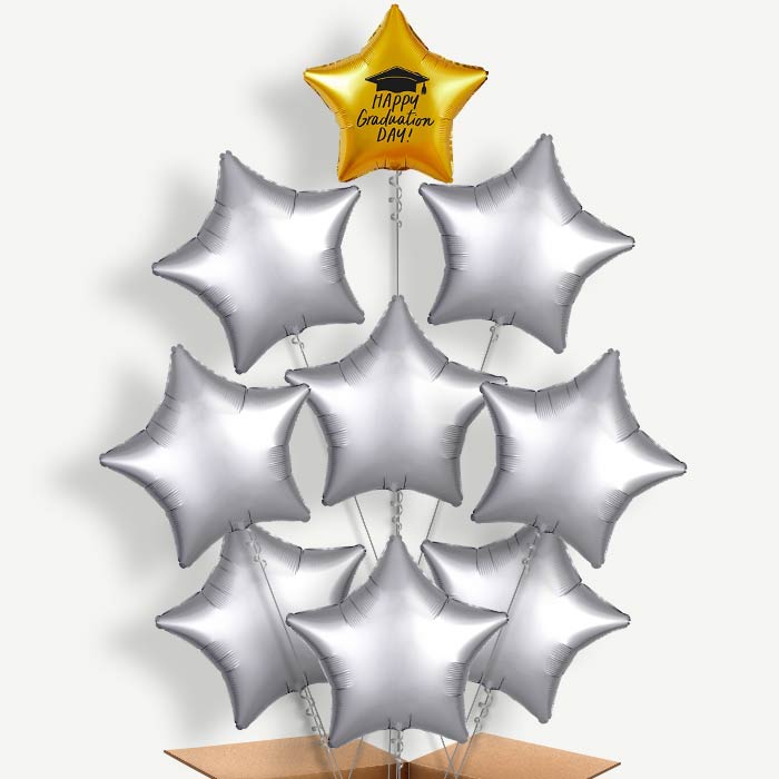 Gold Happy Graduation 9 Helium Balloon Bundle | Party Save Smile