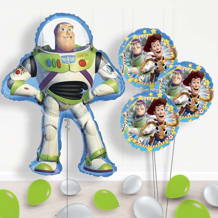 Giant Buzz Lightyear Shaped Balloon Bouquet Delivery - 1 x Giant Balloon with Themed Bouquet and Latex | Party Save Smile