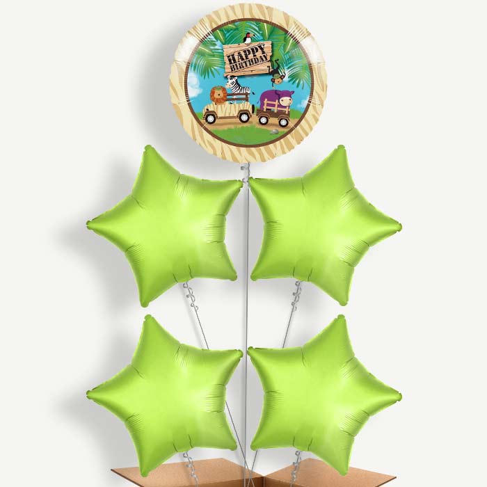 Safari Animal Happy Birthday Helium Balloon Cluster | Party Save Smile