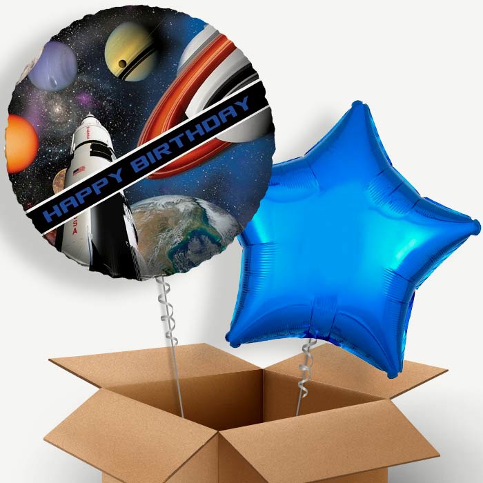 Space Themed Birthday Helium Balloon Couple | Party Save Smile