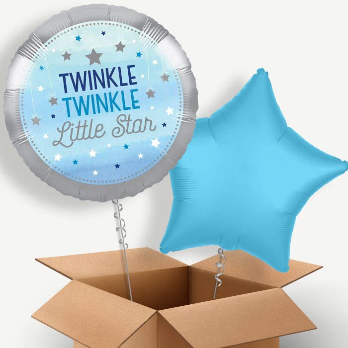 Blue Twinkle Twinkle Little Star Helium Balloon Duo | Party Save Smile